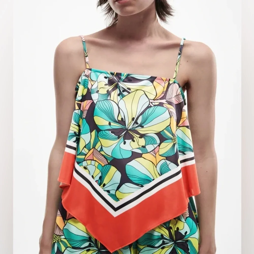 Zara Floral Multicolor Women's Top - Picture 2 of 7